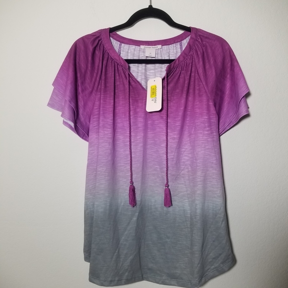 Allison Daley Tops - Allison Daley Purple and Gray Ombre Blouse